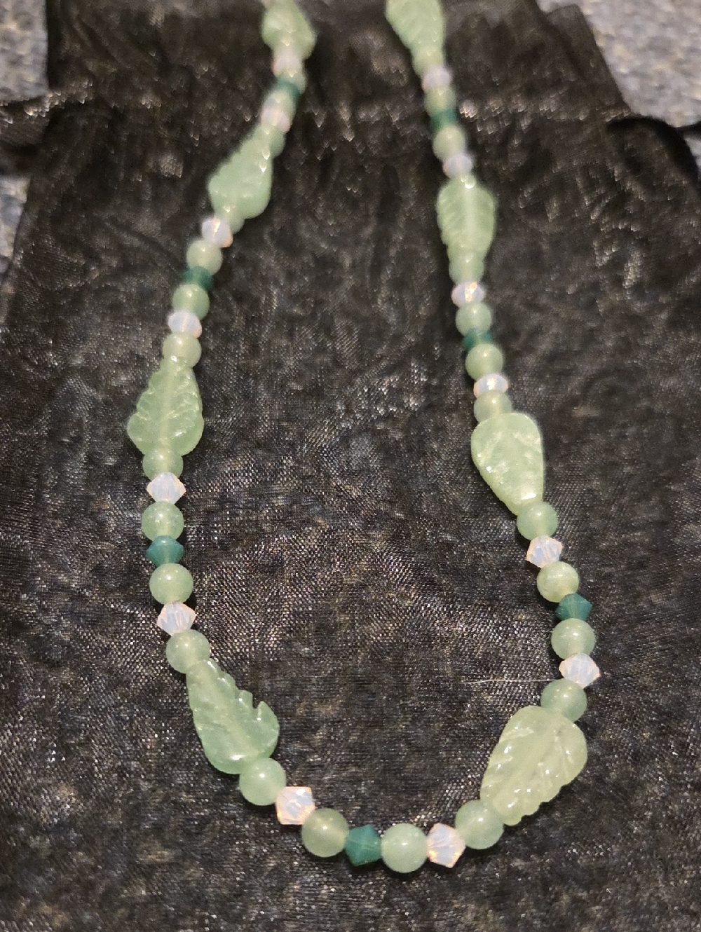 Green Leaf Bead Necklace - Elegant Women’s Jewelry